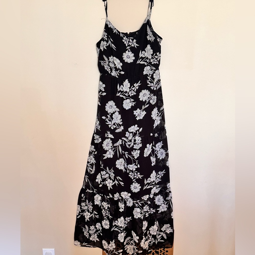 J Crew Merchantile Black Floral Maxi Dress